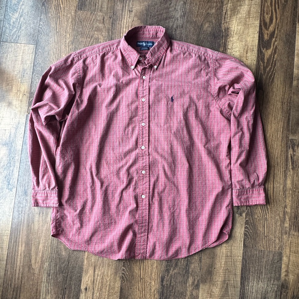 Ralph Lauren Men's Red Checkered Button Down Shirt